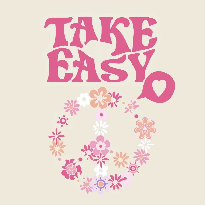 Symbole de paix avec Flowers Take-it-Easy Groovy Style