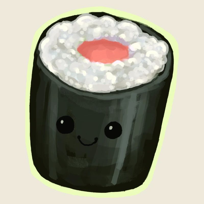 Maki Sushi Roll avec visage kawaii Illustration