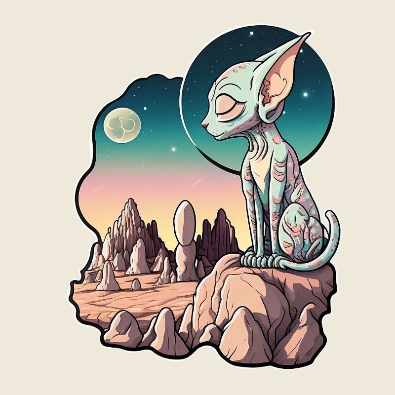Sphynx Katze - außerirdische Lovecraft-Landschaft