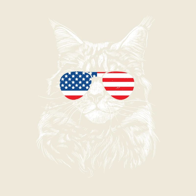 Lunettes de soleil visage chaton drapeau américain chat