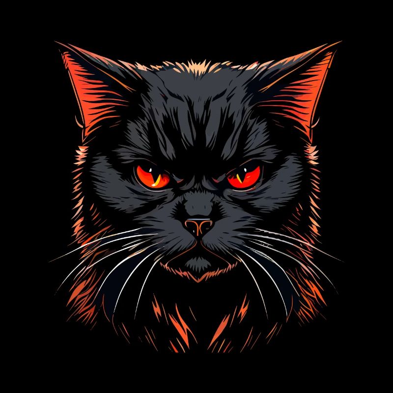 Black Cat With Red Evil Eyes