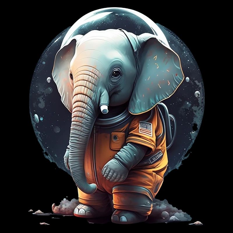 Cute elephant as astronaut
