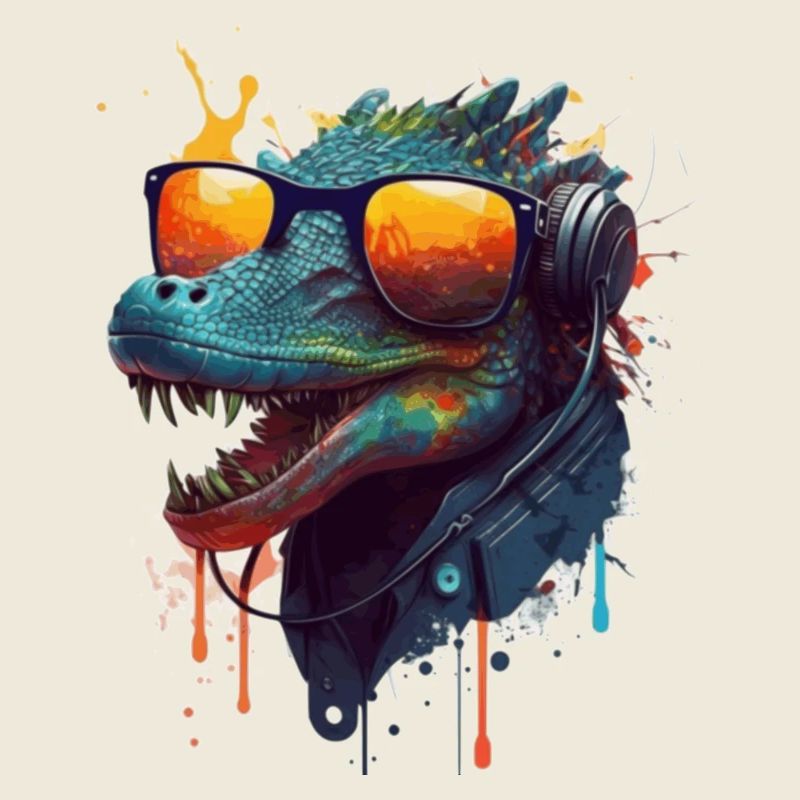 Animal cool lizard with sunglasses in summer