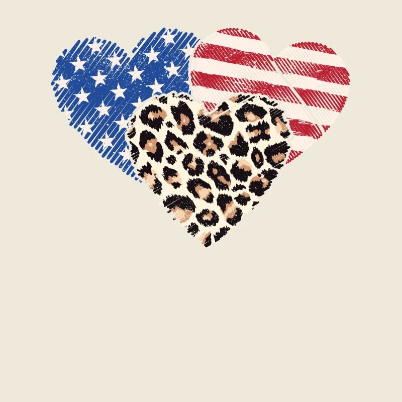 Leopard amerikanische Flagge Herzen 4. Juli