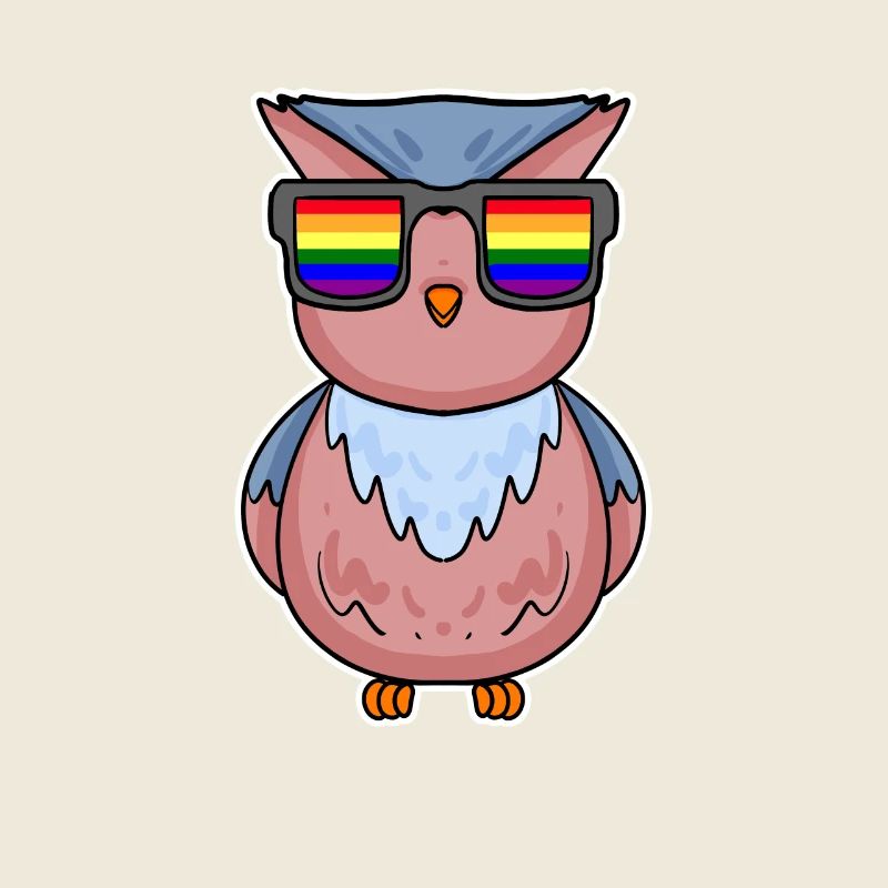 Regenbogen - Eule mit Brille