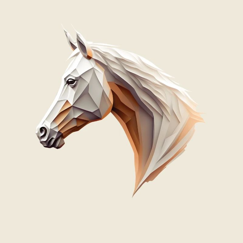 Polygone Pferdekopf Pferd tête de cheval bas poly