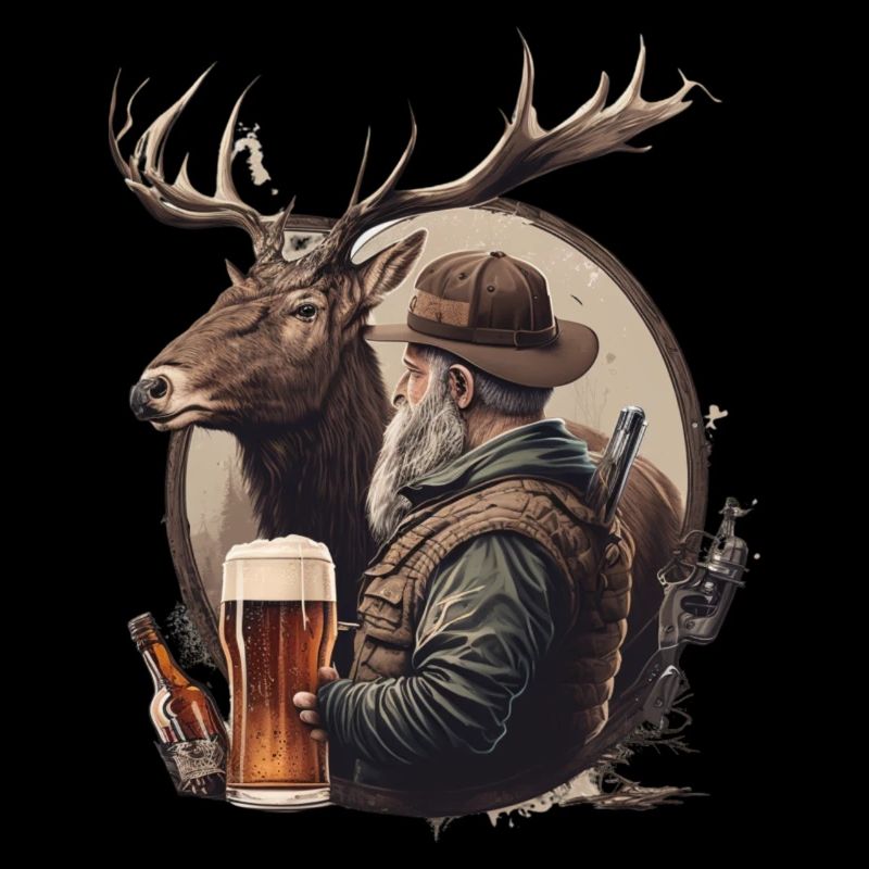 Jäger trinkt Bier