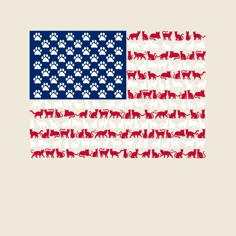 American Flag Cat Paws Cute Animal