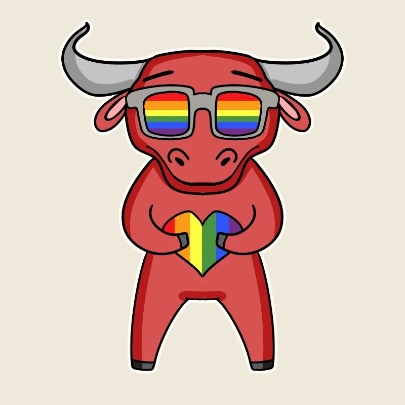 Rainbow - Taurus with glasses and heart