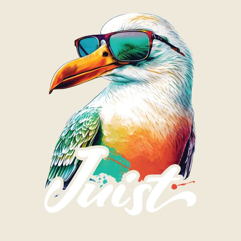 Juist Urlaub coole bunte Möwe mit Sonnenbrille