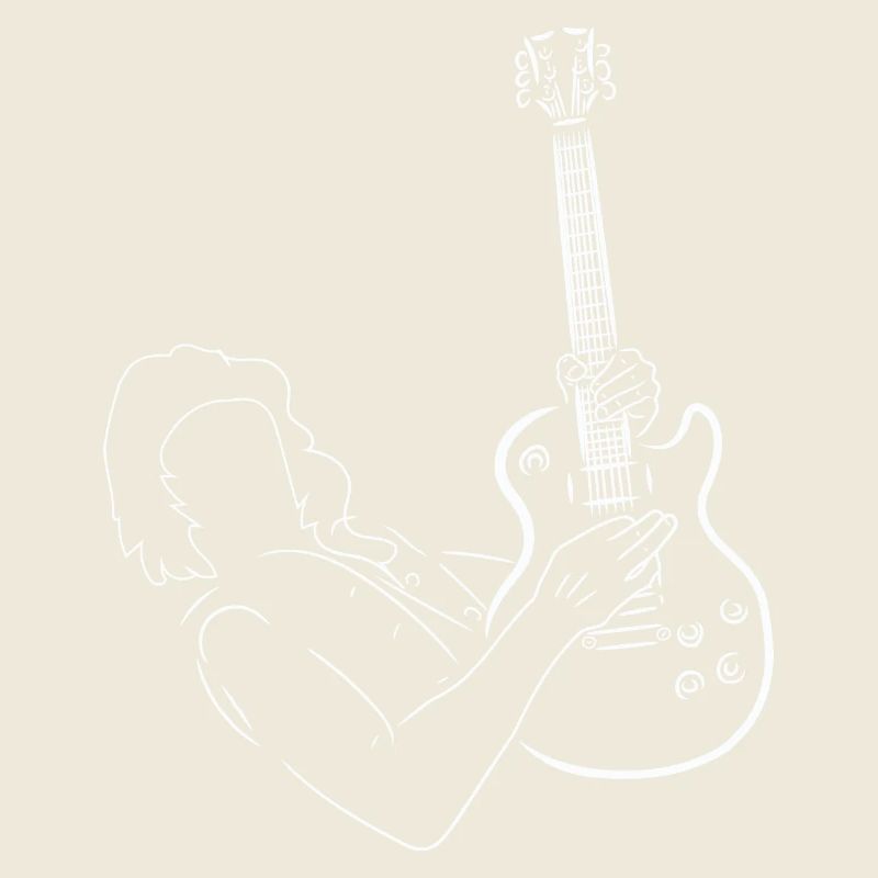 Silhouette blanche d’un guitariste. Guitare électrique.