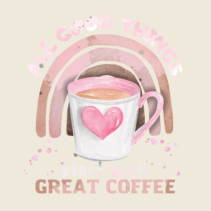 Café, tasse de café avec arc-en-ciel et dicton de cœur