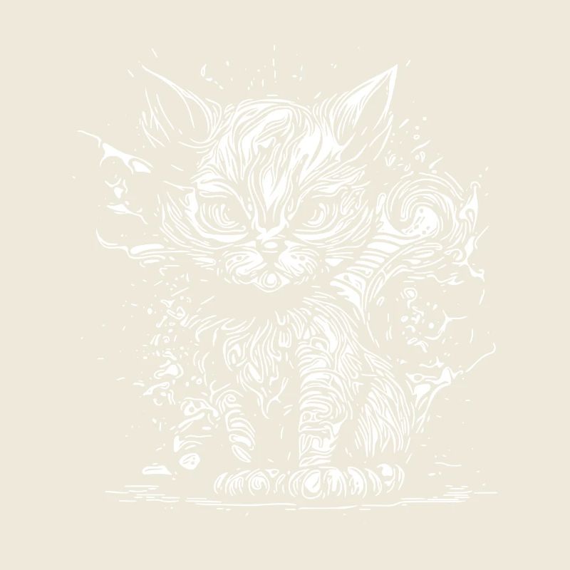 Petit Mauvais Chat dans Nature Splash Tattoo Style