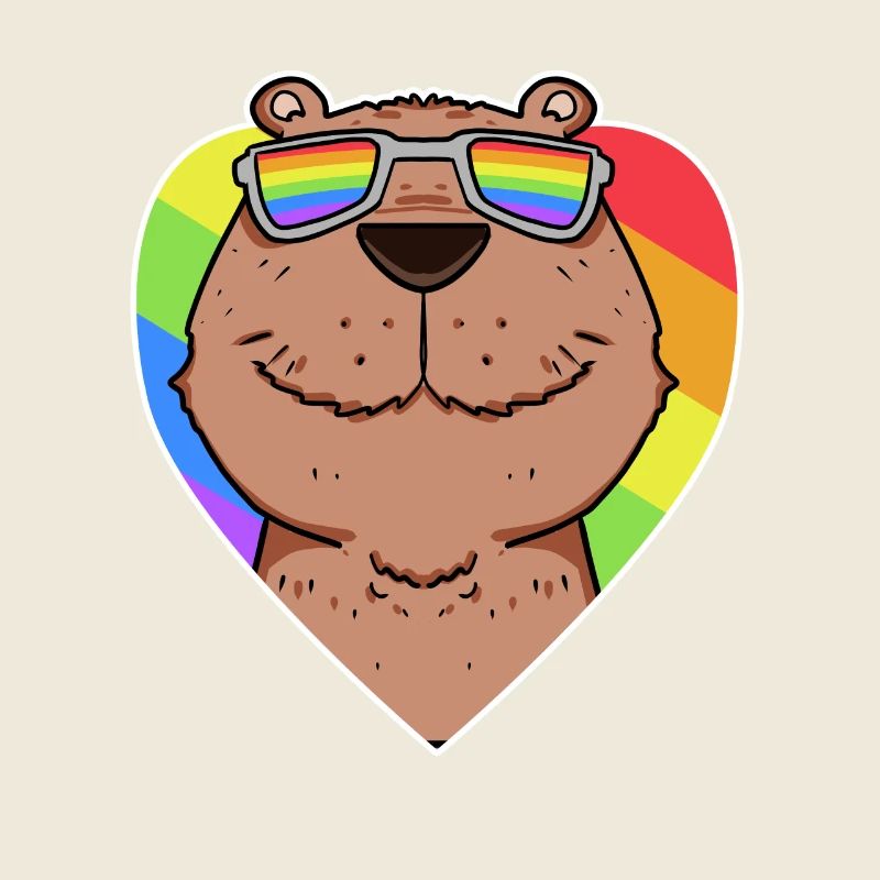 Arc-en-ciel - Capybara avec lunettes et coeur