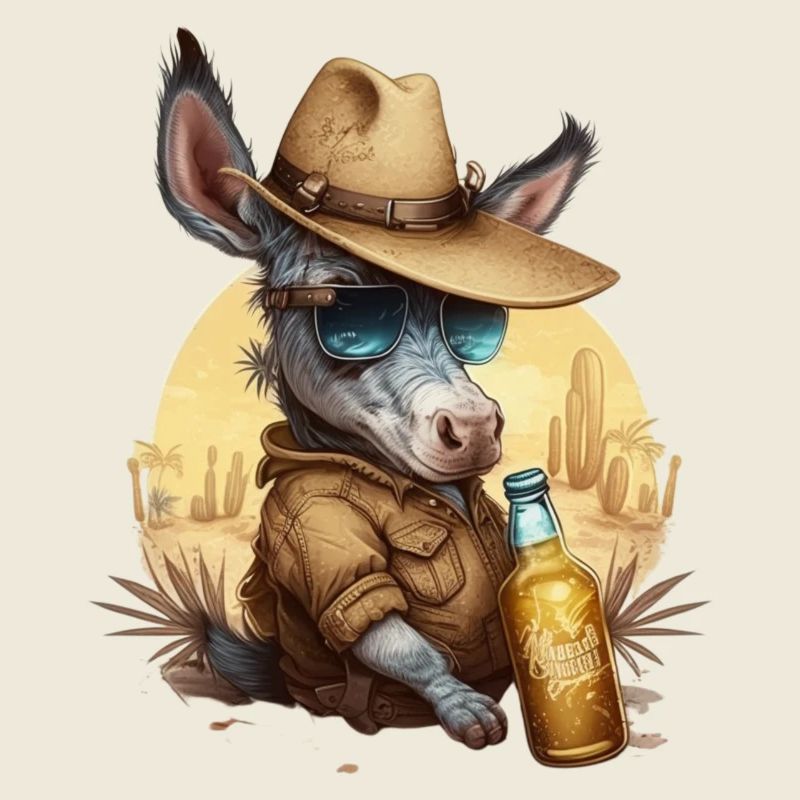 Cute, Cool Baby Donkey with Beer