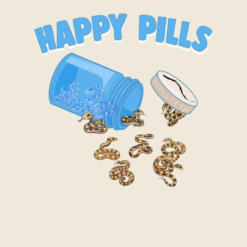 Glückliche Pillen Ball Python Lustige Schlangenliebhaber Humor