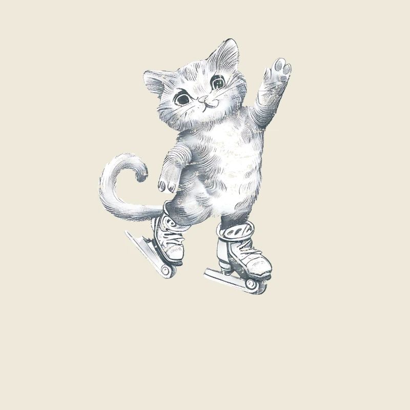 Cat on skates drawing