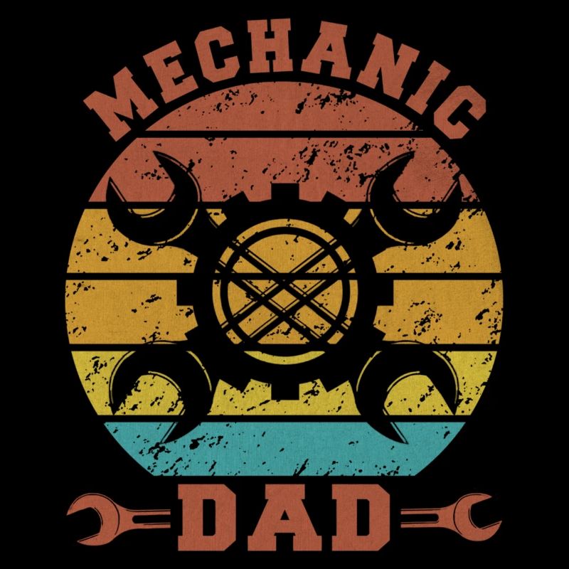 Vintage Style Sunset Mechanic Dad Funny Father’S D