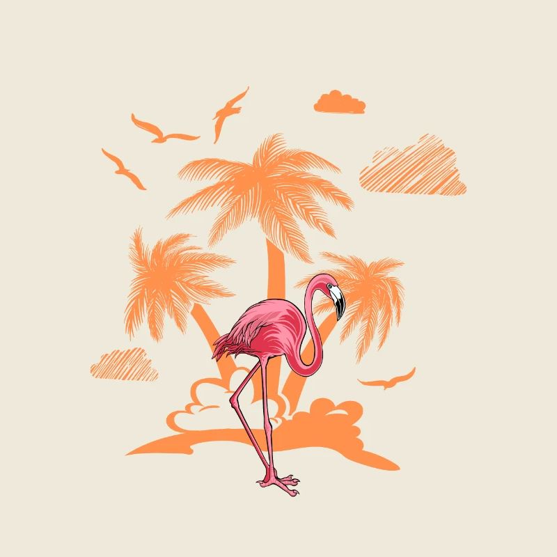 Flamant rose vacances palmier