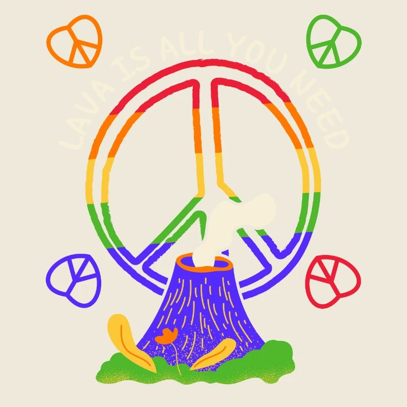 Frieden-Symbol, Friedenszeichen mit Vulkan, Pun