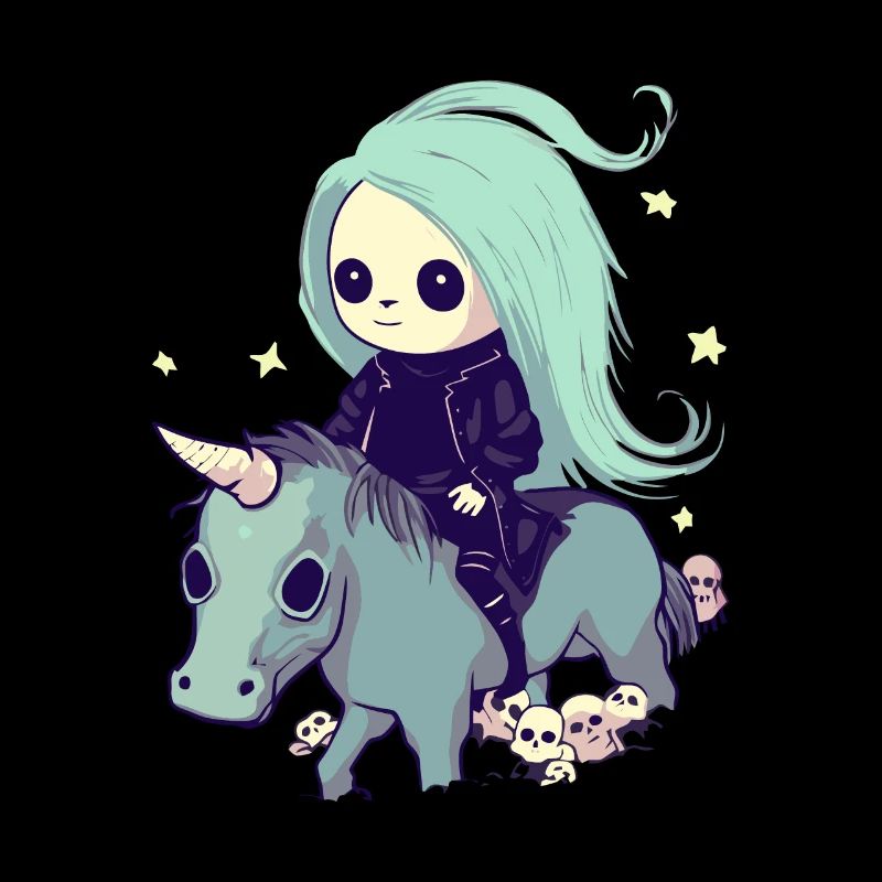 Pastell Goth Kawai Tod Sensenmann Mädchen Einhorn