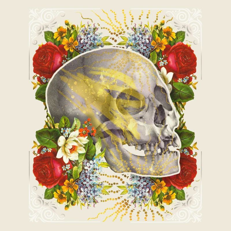 Crâne crâne crâne avec roses vintage