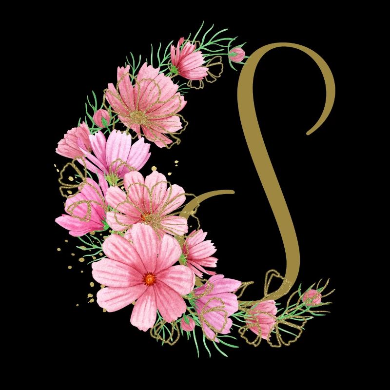 Blumenranke mit Buchstabe S