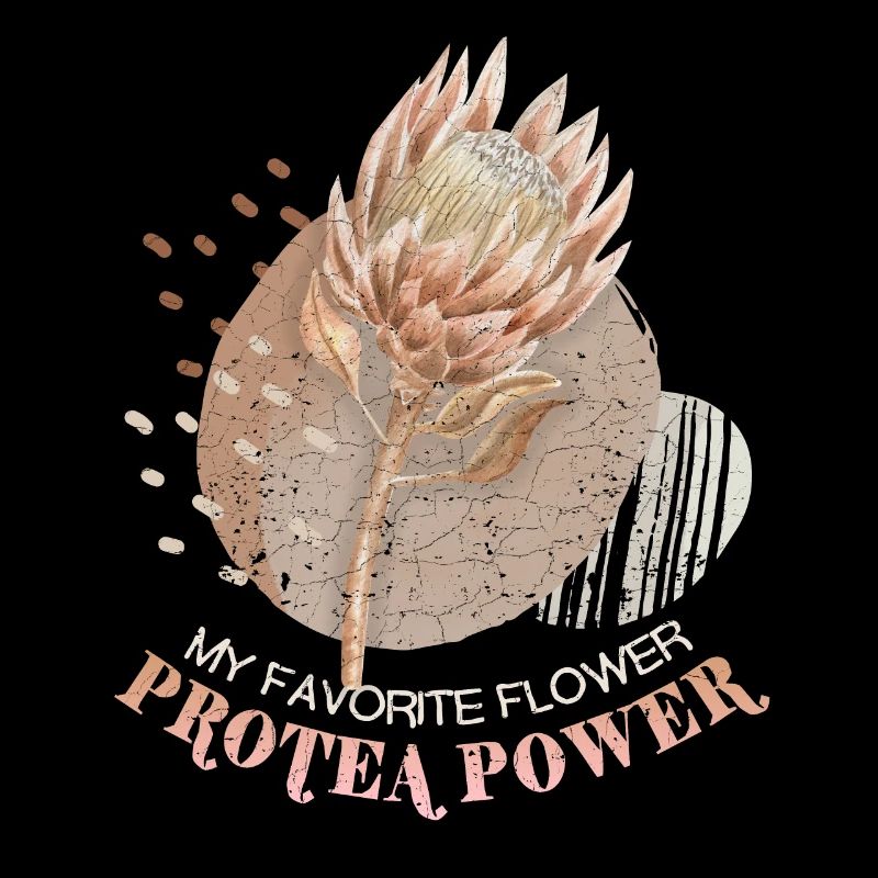 Protea, botanische Illustration, Spruch