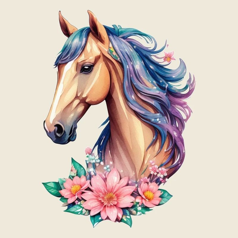 Cheval fleur pour filles dans des tons pastel