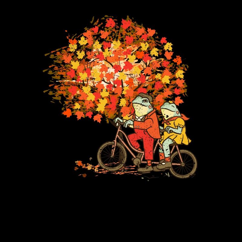 Mignonnes grenouilles à vélo Feuilles d’automne