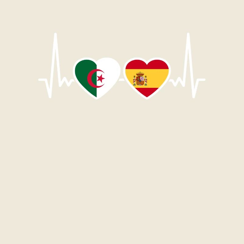 Algérie Espagne drapeau de battement de cœur Algériens