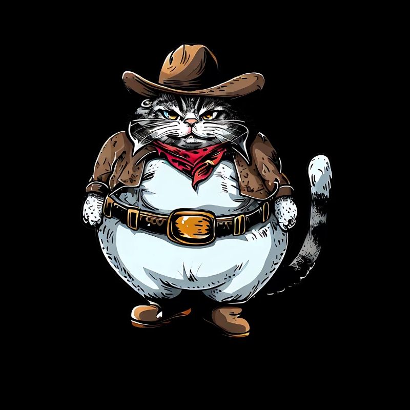 Fette Cowboy Katze