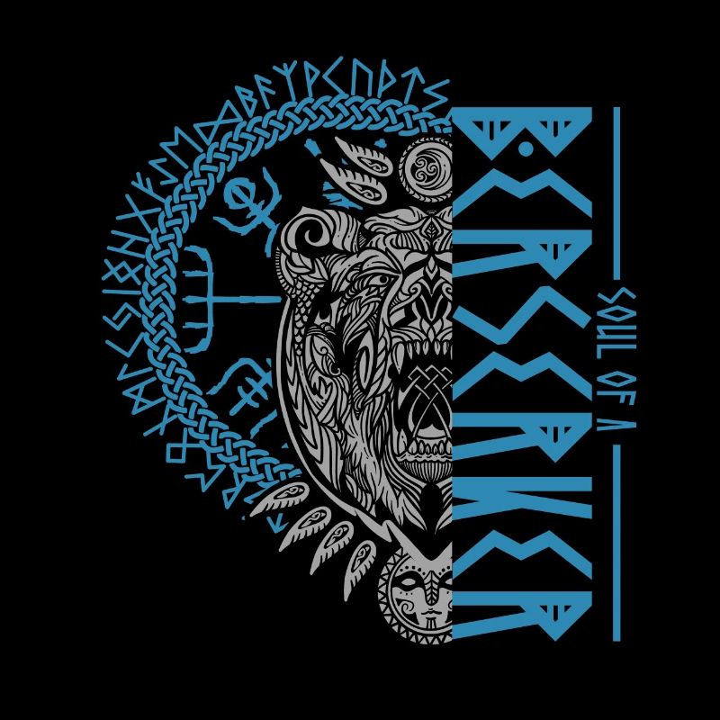 Berserker Bear Viking Warrior Runes Design
