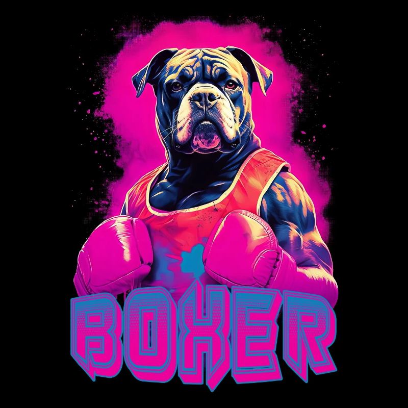 Boxer Hund mit Boxhandschuhen