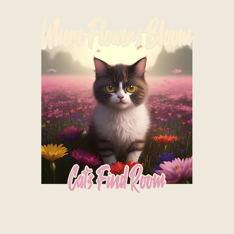 Chat dans la mer de fleurs