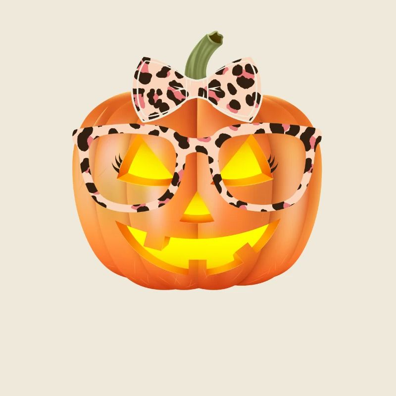 Cute Pumpkin Face Leopard Glasses Halloween