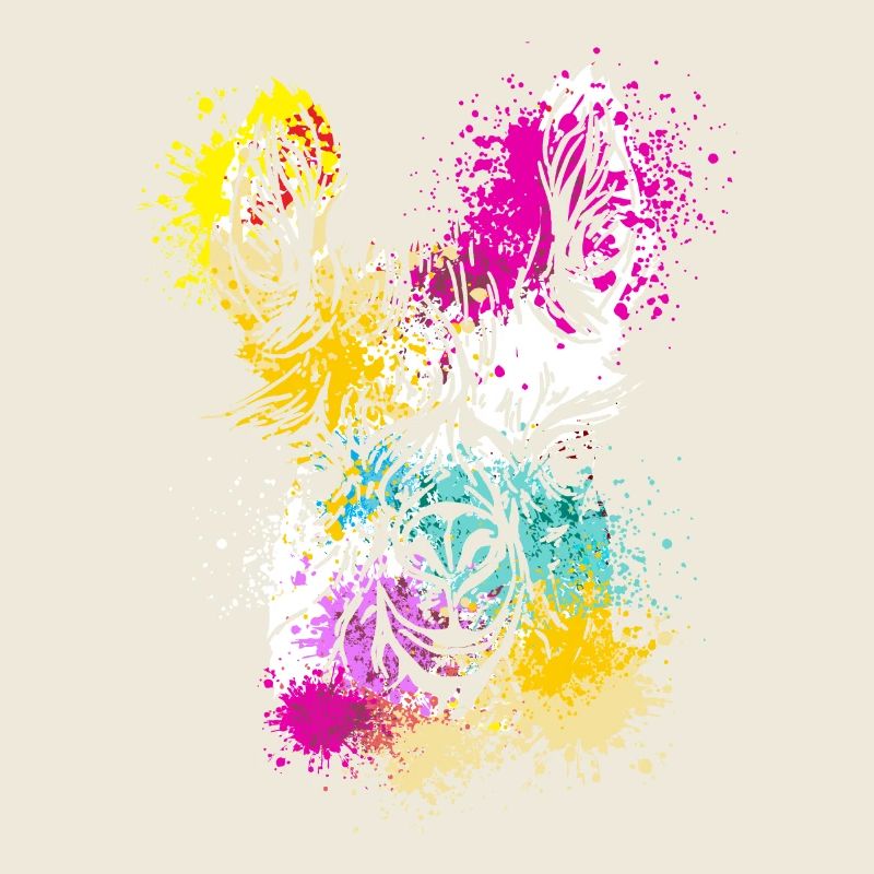 Colorful Splash Art Farm animals alpaca Llama head