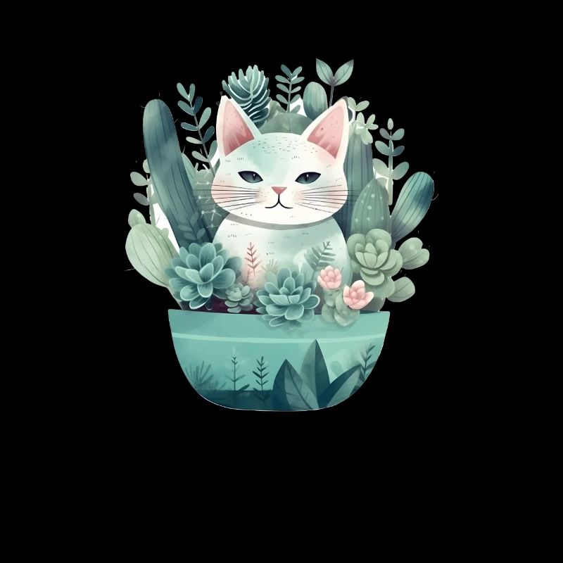Chat dans les plantes verdâtres en pot de fleurs