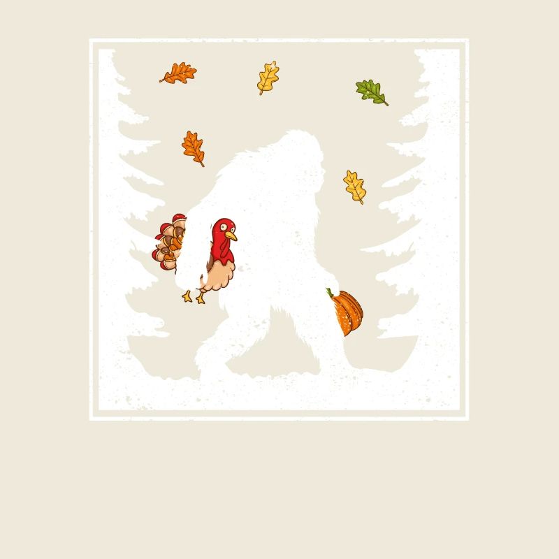 Bigfoot Pilgrim Turkey Pumpkin Thanksgiving Day