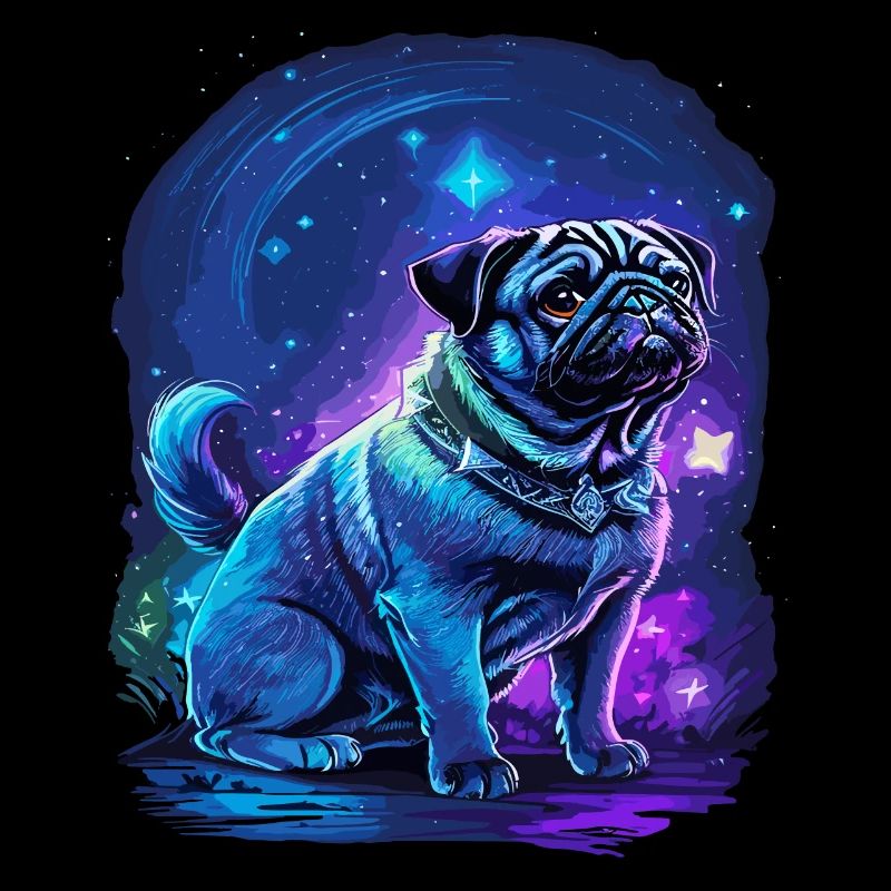 Mops Hund in Neonfarben