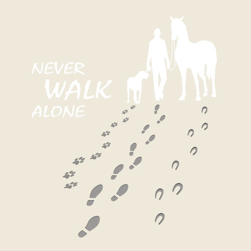 Never walk alone - Hund Pferd Reiter, Backprint