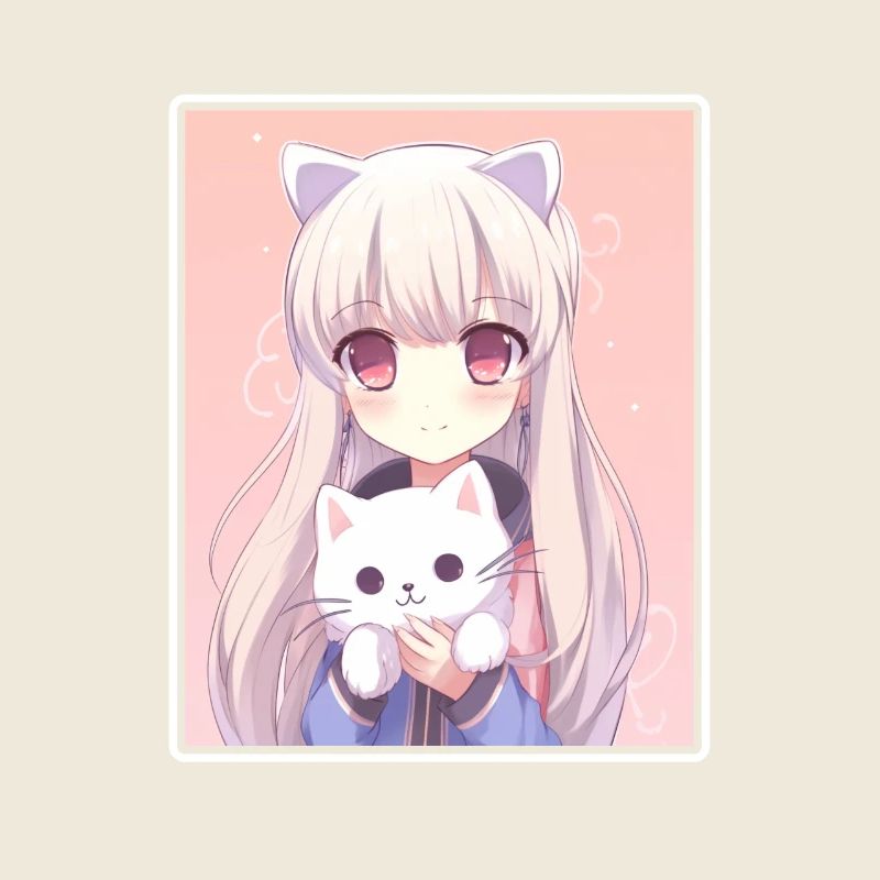 Kawaii Mädchen Anime Manga Mädchen Katze