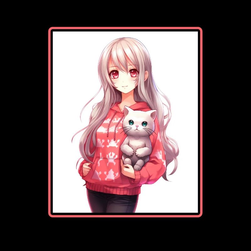 Kawaii Mädchen Anime Manga Mädchen Katze