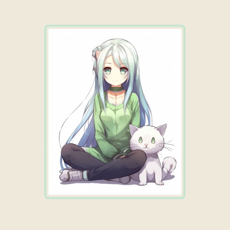 Kawaii Mädchen Anime Manga Mädchen Katze
