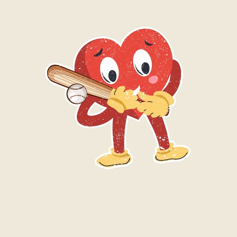 Batte de baseball qui balance le cœur Saint-Valentin