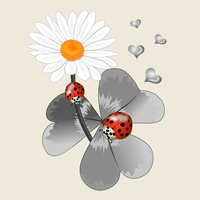 Klee mit Marienkäfer