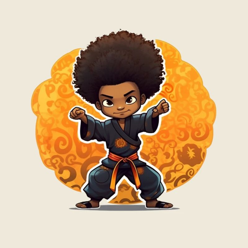 Kampfkunst-Kind mit Afro-Style