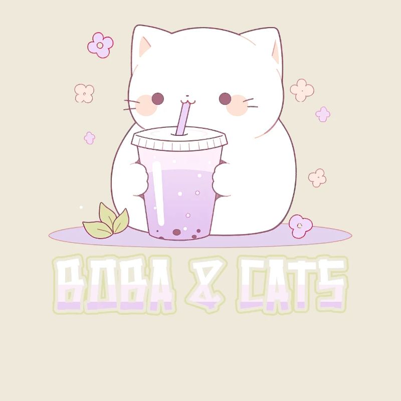 Boba and Cats Katze die Bubble Tee Mädchen Anime