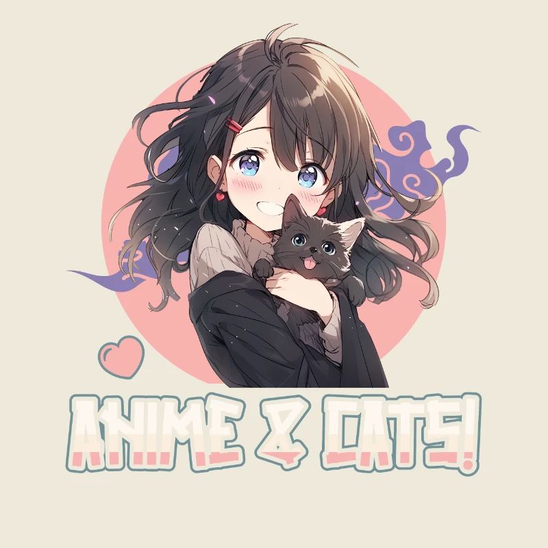 Anime and Cats Kawaii Mädchen Anime