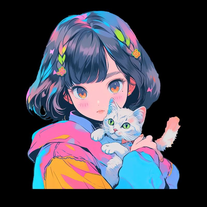 Anime and Cats Kawaii Mädchen Anime